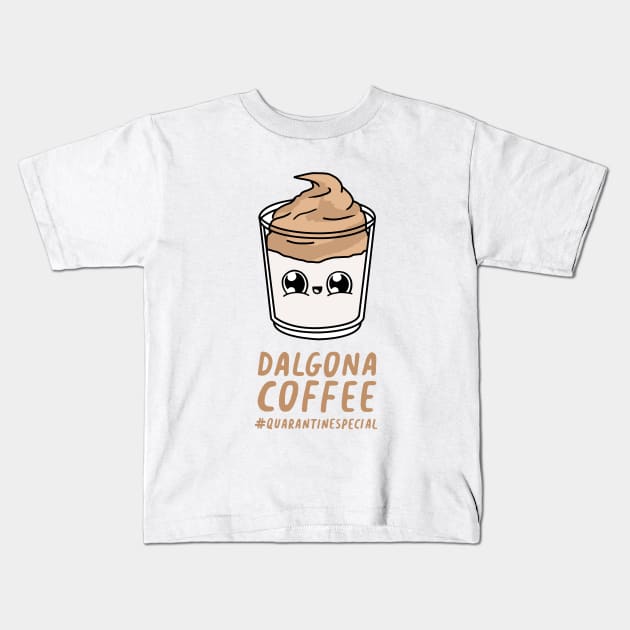 Kawaii Dalgona Coffee Kids T-Shirt by SuperrSunday